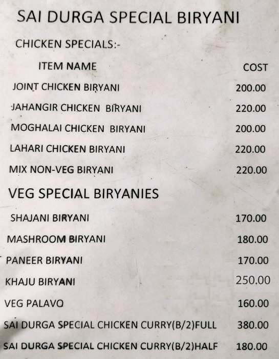 Sai Durga Family Restaurant - S R Nagar - Hyderabad image 1