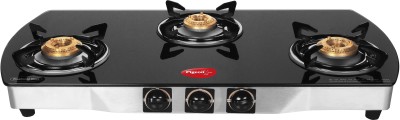 Pigeon Blackline Oval Glass Automatic 3 Burner Gas Stove Image