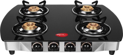 Pigeon Blackline Oval Glass Automatic 4 Burner Gas Stove Image