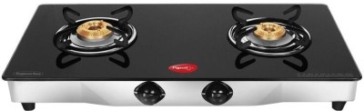 Pigeon Blackline Square Glass Automatic 2 Burner Gas Stove Image