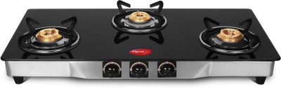 Pigeon Blackline Square Glass Manual 3 Burner Gas Stove Image