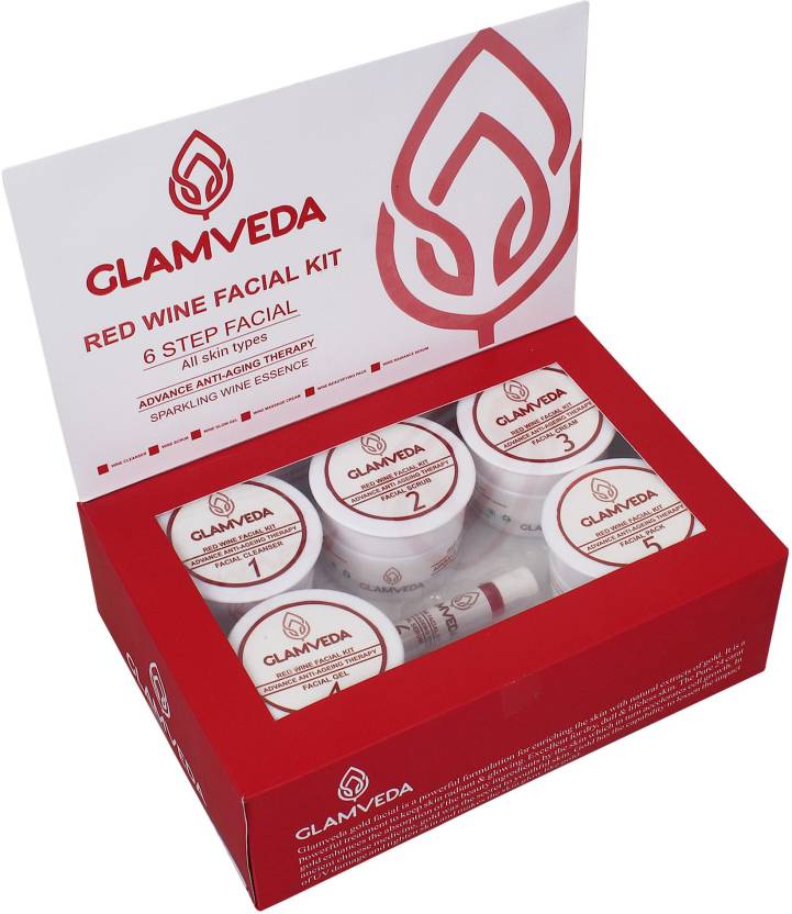 Glamveda Red Wine Advance Anti Ageing Facial Kit Image