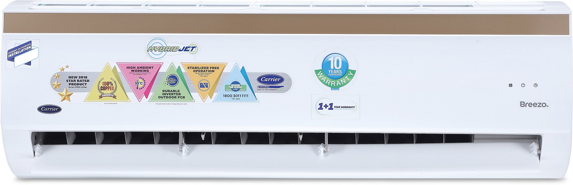Carrier 18K BREEZO - CAI18BR5C8F0 1.5 Ton 5 Star BEE Rating 2018 Inverter AC Image
