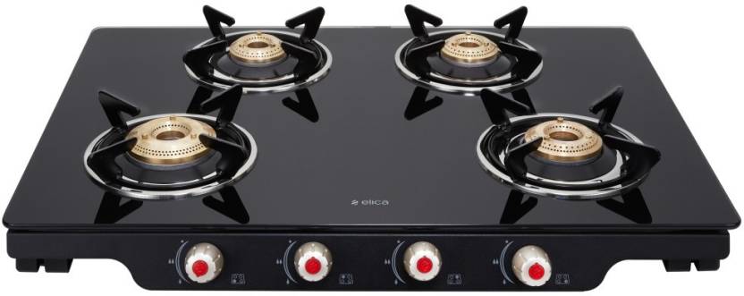 Elica Glass 4 Burner Gas Stove Patio ICT 469 BLK S Image