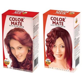 Color Mate Burgundy and Copper Red Hair Color Cream Image