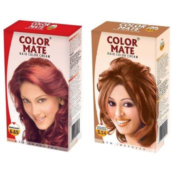 Color Mate Burgundy and Golden Copper Hair Color Cream Image