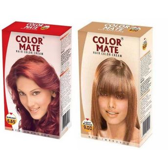 Color Mate Burgundy and Light Blonde Hair Color Cream Image