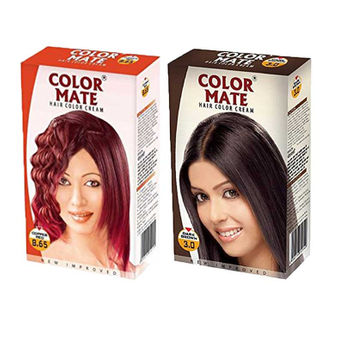 Color Mate Dark Brown and Copper Red Hair Color Cream Image
