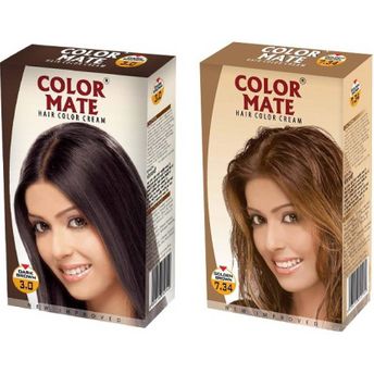 Color Mate Dark Brown and Golden Brown Hair Color Cream Image