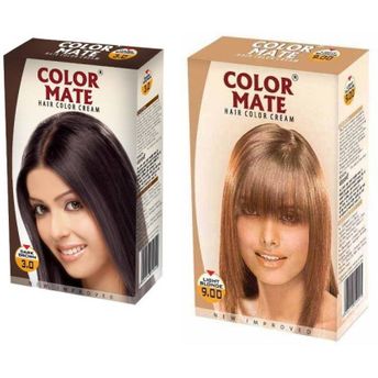 Color Mate Dark Brown and Light Blonde Hair Color Cream Image