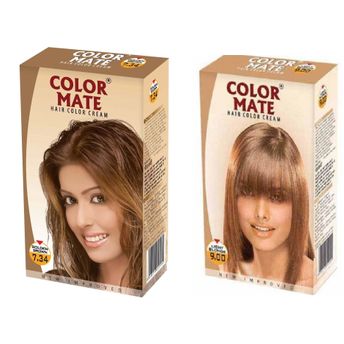 Color Mate Golden Brown and Light Blonde Hair Color Cream Image