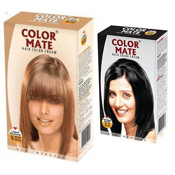 Color Mate Light Blonde and Natural Black Hair Color Cream Image