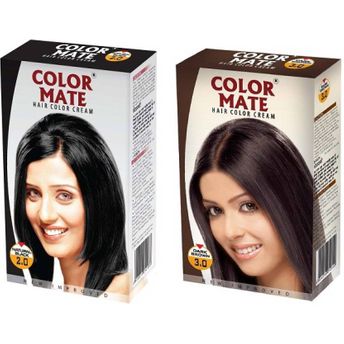 Color Mate Natural Black and Dark Brown Hair Color Cream Image