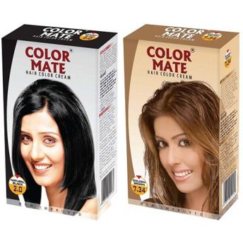 Color Mate Natural Black and Golden Brown Hair Color Cream Image