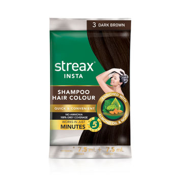 Streax Insta Shampoo Hair Colour Dark Brown Image