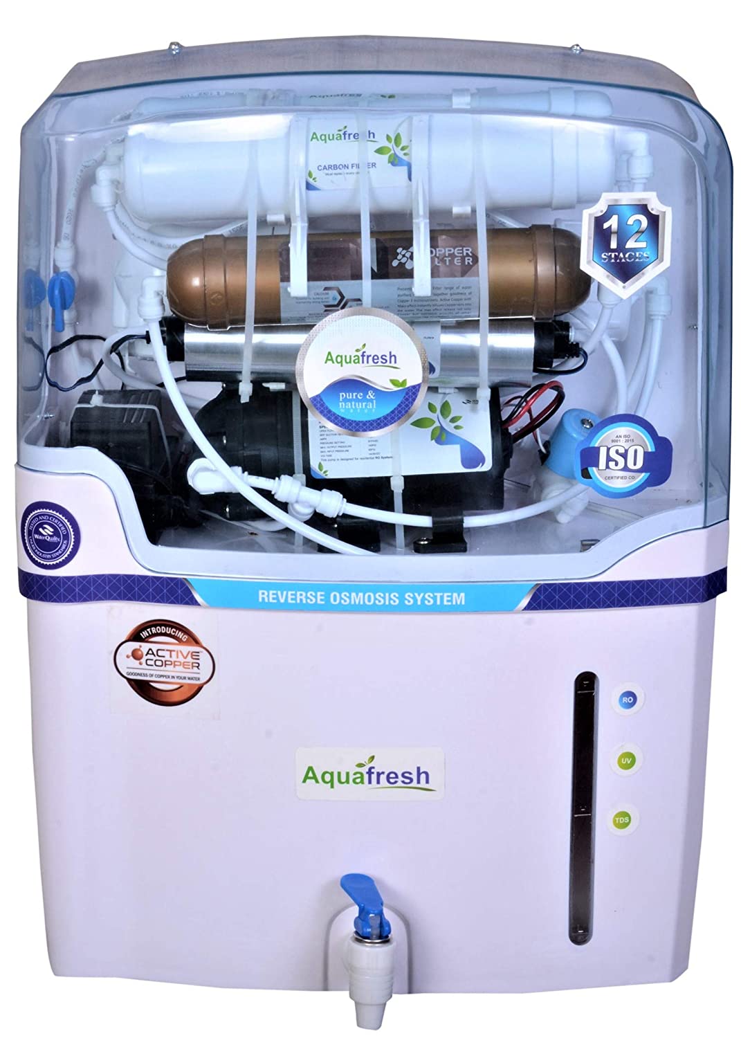 Aqua Fresh DT AURA COPPER MINERAL+ro+uv+tds Electrical ground water <br />purifier 15L 15L RO+UV+UF+... Image