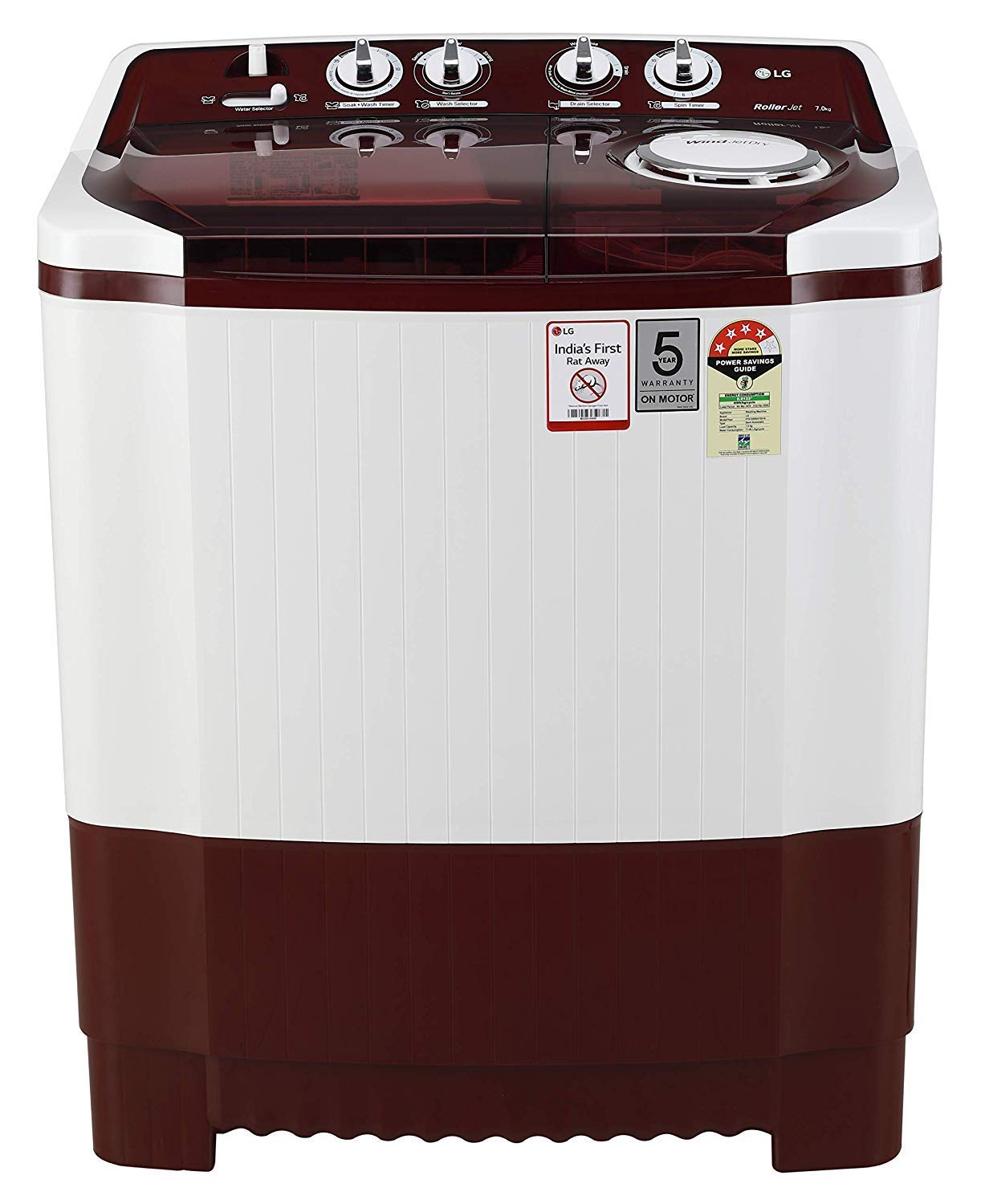 LG 7Kg Semi Automatic Washing Machine P7015SRAY Image