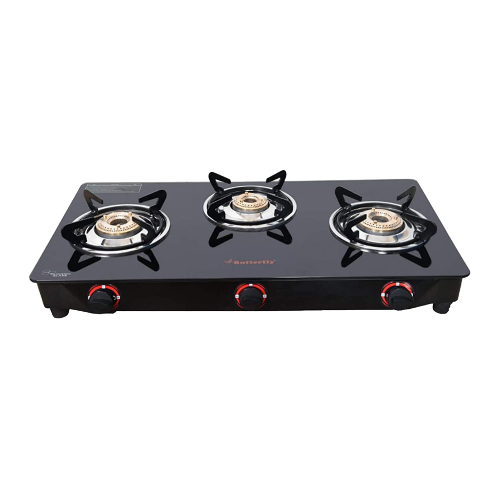 Butterfly Wave 3 Burner Glass Top LPG Gas Stoves Image