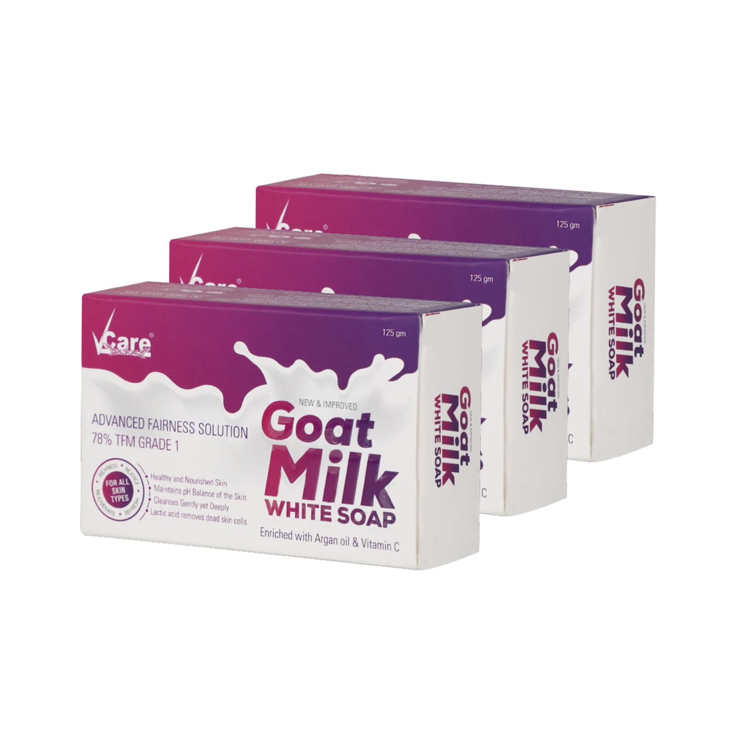 Vcare Goat Milk White Soap - Pack Of 3 Image