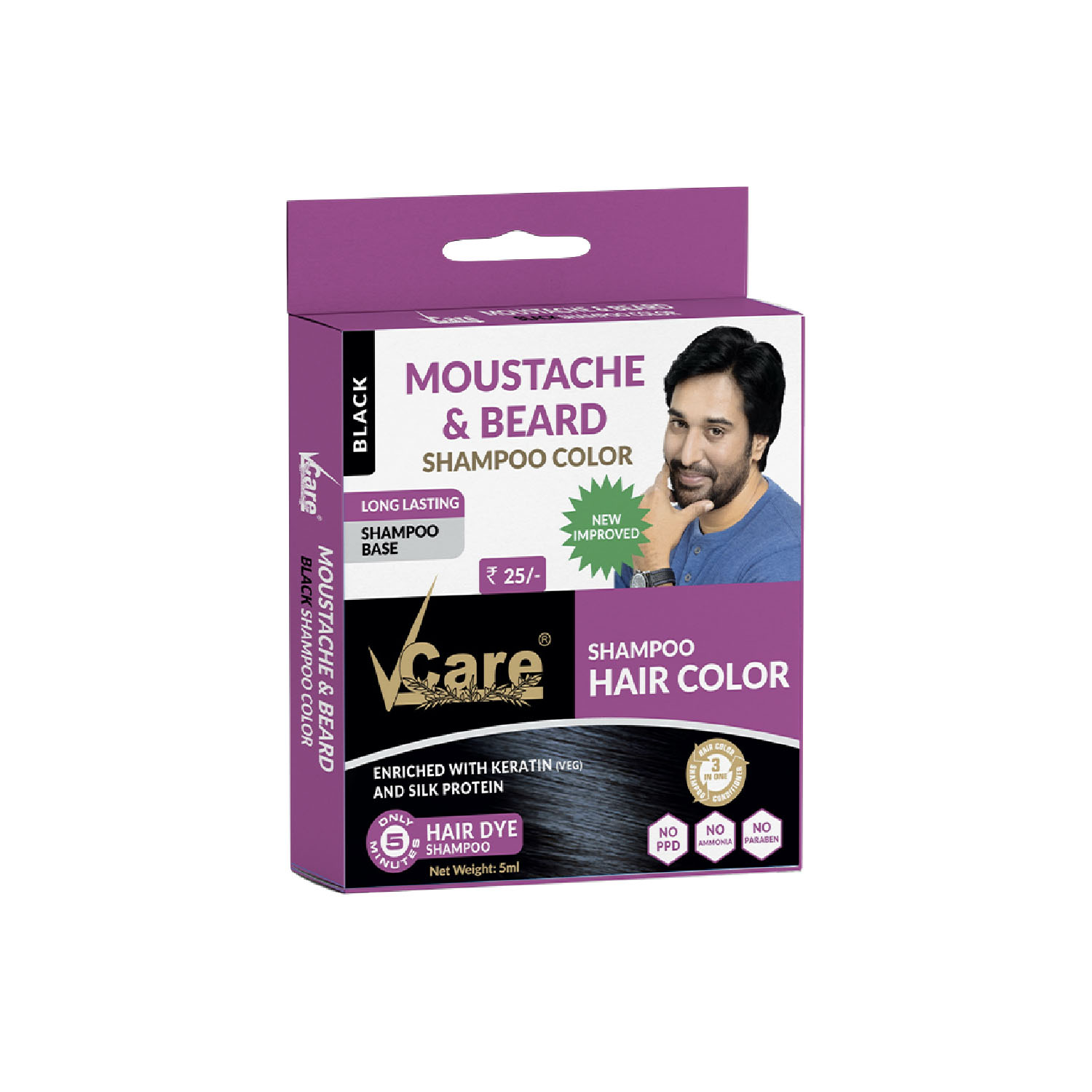 Vcare Moustache & Beard Hair Color Black Image