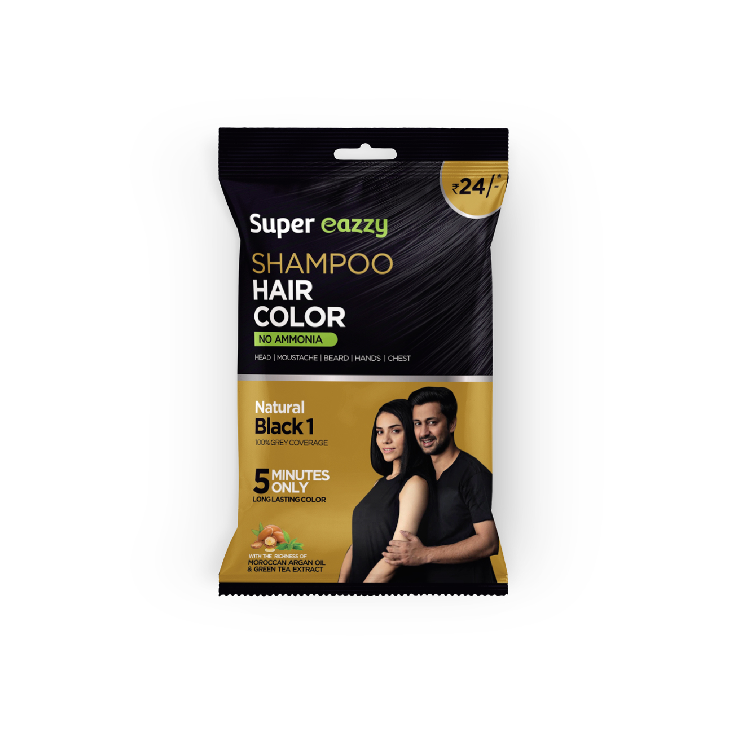 Super Eazzy Shampoo Hair Color Sachet Black Image