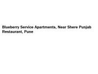 Blueberry Service Apartments - Near Shere Punjab Restaurant - Pune