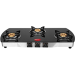 Pigeon Blackline Oval Glass Automatic 3 Burner Gas Stove