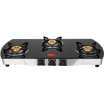 Pigeon Blackline Oval Glass Manual 3 Burner Gas Stove