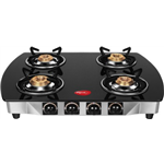 Pigeon Blackline Oval Glass Manual 4 Burner Gas Stove