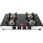 Pigeon Blackline Square Glass Manual 4 Burner Gas Stove