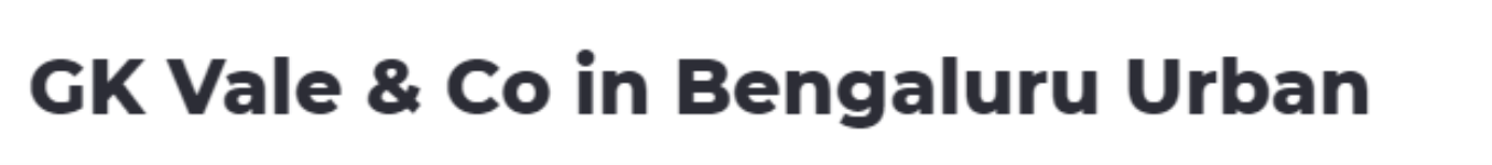 G K Vale And Co - Central Street - Bengaluru